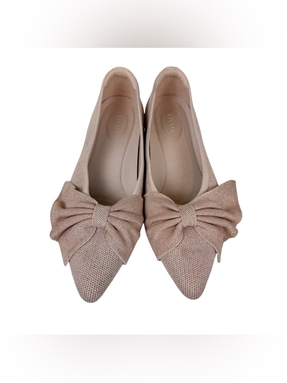 Vivaia Azura Pointed Toe Bow Flats Elegant Bow Style Rose Gold Size 39/8 - Picture 16 of 16